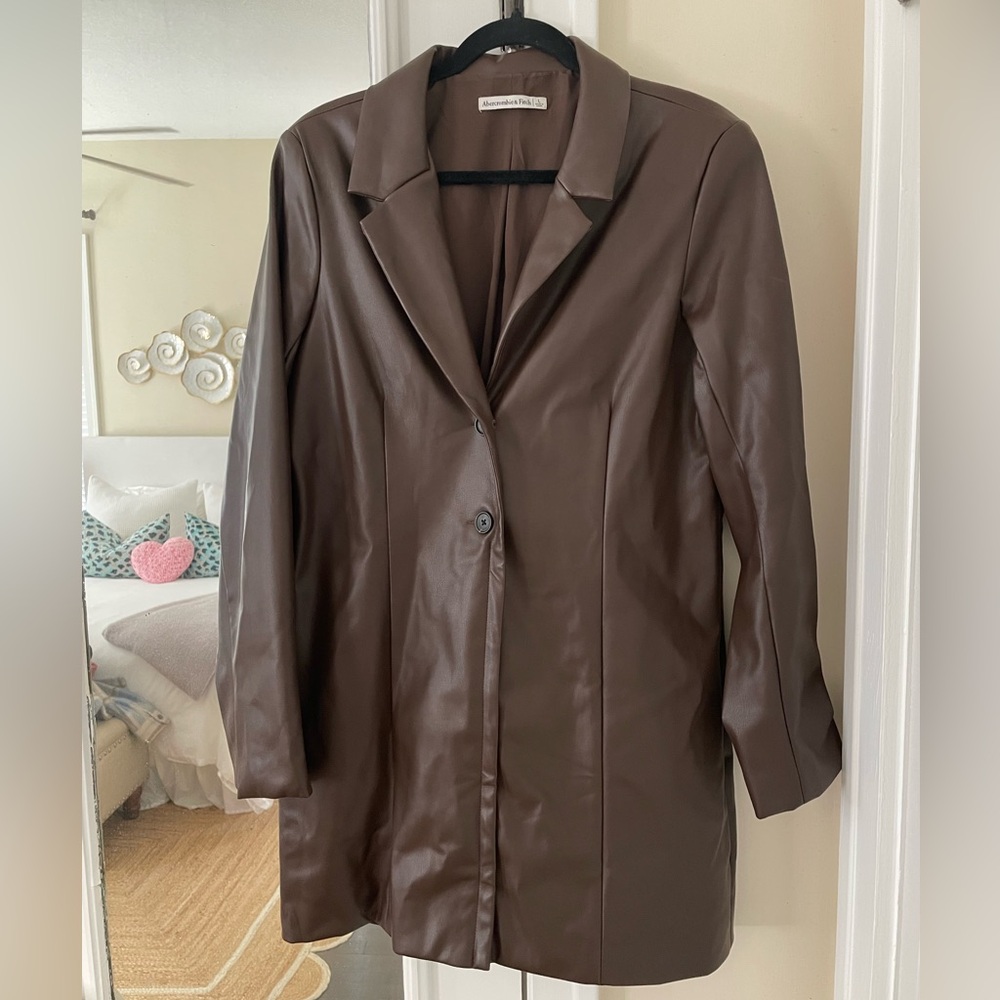 Abercrombie & Fitch Brown Leather Blazer Dress